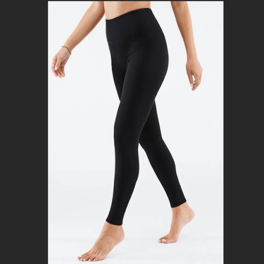 Fabletics High Waist Seamless Ribbed Black Leggings